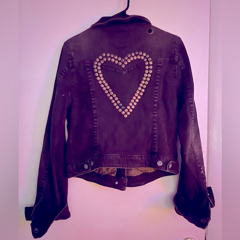 Free People Heart Studded Jean Jacket